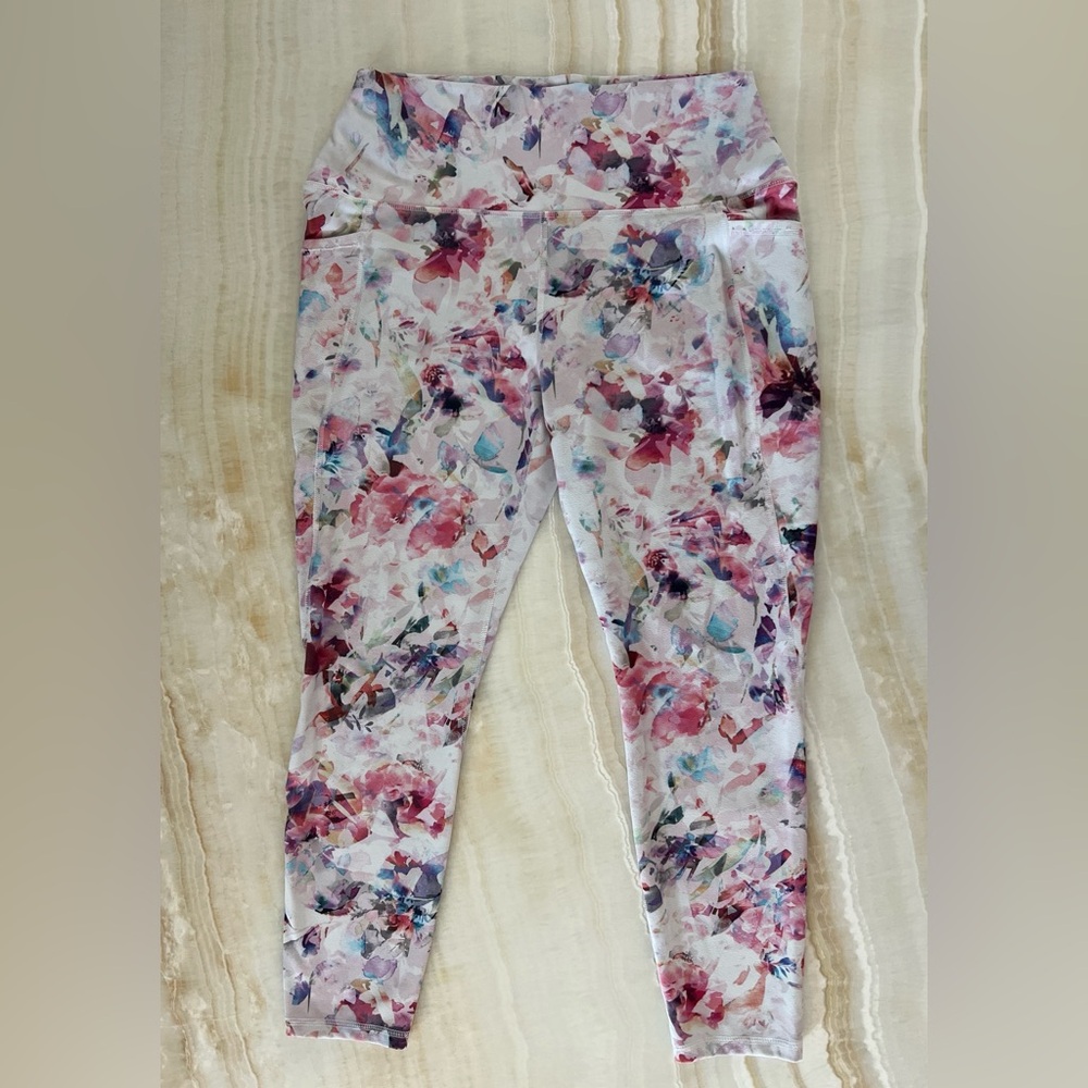 3 Pair Active Leggings Bundle XL/XL Petite RBX Old Navy Floral 7/8 Cropped